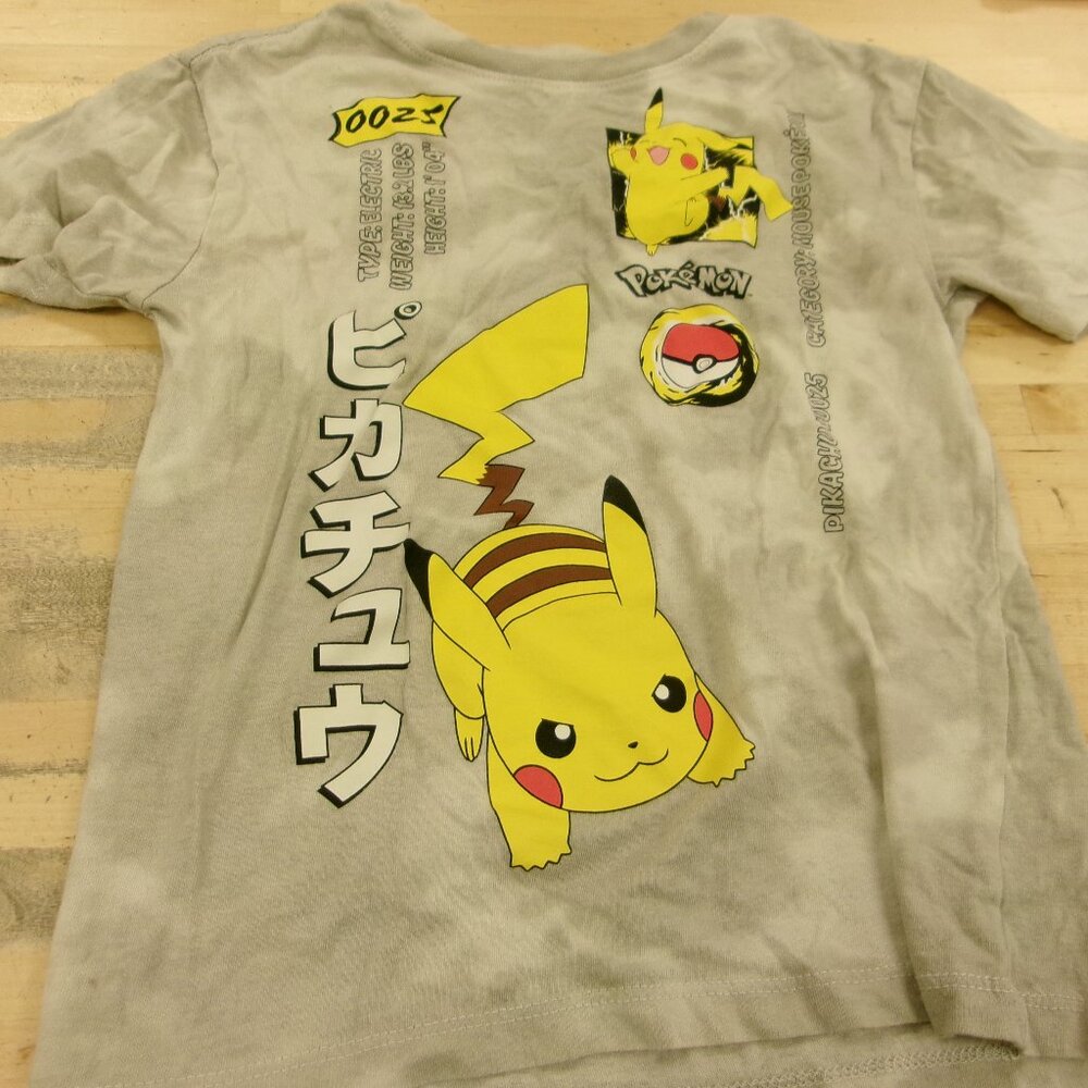 Pokemon Kids Short Sleeve Tee in Yellow and Gray Featuring Pikachu